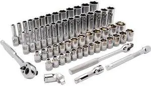 DYNAMIC D010012 3/8" Dr 60Pcs 6 Pt, Std/Deep, SAE/Metric Socket Set, 1/4"-1",