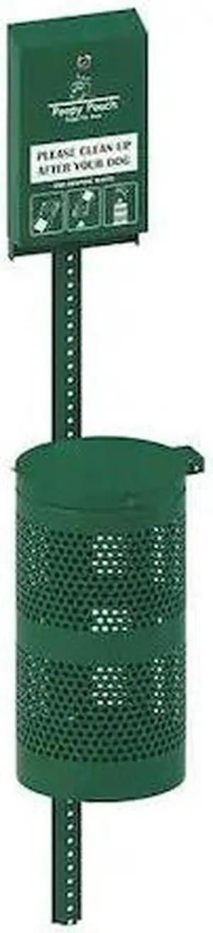 POOPY POUCH PP-H-KIT Pet Waste Disp. Station,Green,3-1/2 gal.