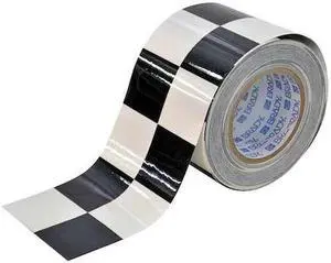 BRADY 121915 Floor Marking Tape, Polyester, Checkered, Black, White, 4 in W., 8