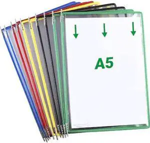 TARIFOLD P090A5 Assorted Color A5 Display Pockets, PK10 TARIFOLD P090A5 Assorted Color A5 Display Pockets, PK10