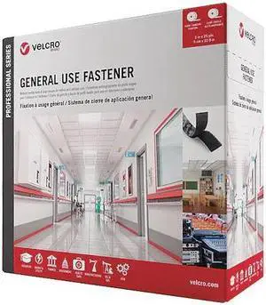 VELCRO BRAND 31303 Reclosable Fastener, Acrylic Adhesive, 75 ft, 2 in Wd, Black