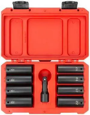 TEKTON SID92415 1/2 Inch Drive Impact Lug Nut Socket Set (9-Piece)