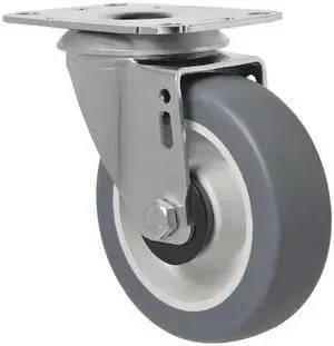 ZORO SELECT 1G191 Swivel Plate Caster,Therm Rubber,4 in,176 lb