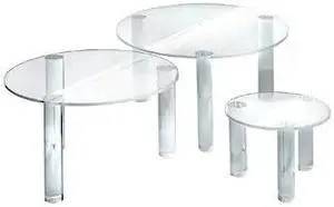 AZAR DISPLAYS 515304 3-Piece Acrylic Small Round Riser Set