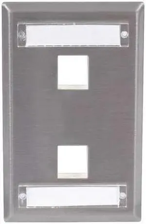 HUBBELL PREMISE WIRING SSFL12 Plate,2 Ports,Gray