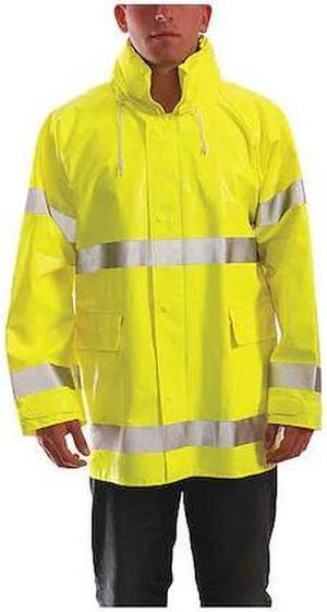 TINGLEY J53122 Flame Resistant Rain Jacket, PVC, Class 3 R, Green/Yellow, M