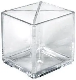 AZAR DISPLAYS 556354 4" Cube Pencil Holder W/ Divider, PK2