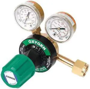 RADNOR RAD64003034 Gas Regulator, Oxygen, Single Stage, 0.908"-14 Inlet,