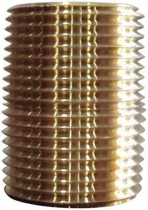 ZORO SELECT 6AZD7 3/8" MNPT x 1" TBE Brass Close Pipe Nipple PK10