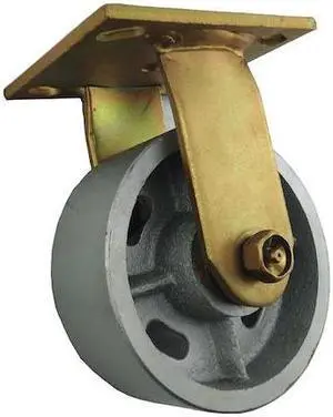 ZORO SELECT 33H770 Rigid Plate Caster,Cast Iron,4in,1000 lb
