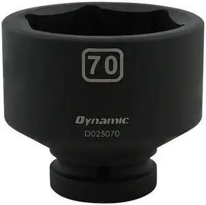 DYNAMIC D025070 1" Drive Standard Socket, Black Phosphate, Tools 70MM X 1"