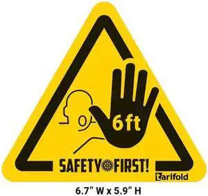 TARIFOLD 197855 Anti-Slip Safety Floor Marking Stickers, 3-Sided, 5.9" x 6.7",