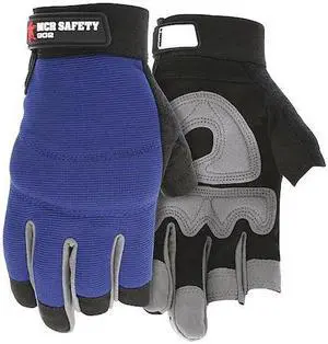 MCR SAFETY 902S Fingerless Glove, Spandex(R), Synthetic Leather, Hook-and-Loop
