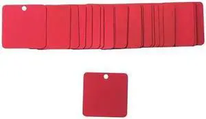 BRADY 87628 Blank Tag, Aluminum, 1 1/2 in H x 1 1/2 in W, Red, Square, 25 PK