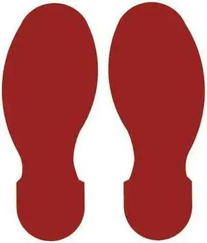 BRADY 104406 Floor Marking Tape,Foot Shape,Red,PK10