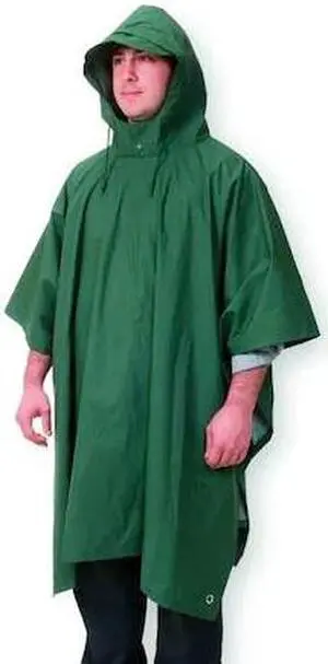 CONDOR 1EJY1 Rain Poncho,Green,Universal