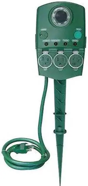 POWER FIRST 21RJ30 Power Strip, Programable, 5-15R, 5-15P, 6 ft., Green