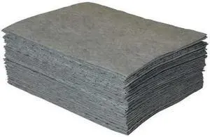 CONDOR 35ZP93 Sorbent Pad, 11 gal, 15 in x 19 in, Universal, Gray, Polypropylene