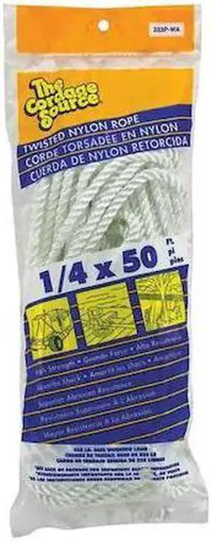 ZORO SELECT 333P-WA Rope,50ft,Wht,Nylon