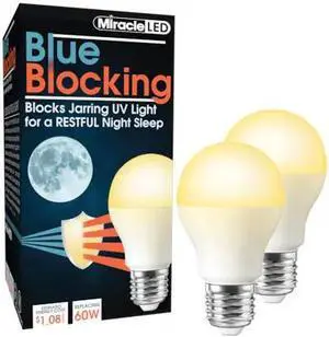 MIRACLE LED 602062 Blue Blocking Amber Glow LED Night Time Sleep Bulb Replace