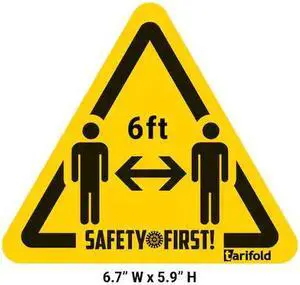 TARIFOLD 197854 Anti-Slip Safety Floor Marking Stickers, 3-Sided, 5.9" x 6.7",