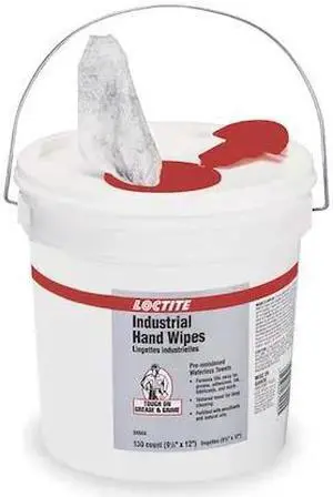 LOCTITE 337638 Hand Wipes,130 Wipes Per Bucket, 9.5 in x 12 in,White