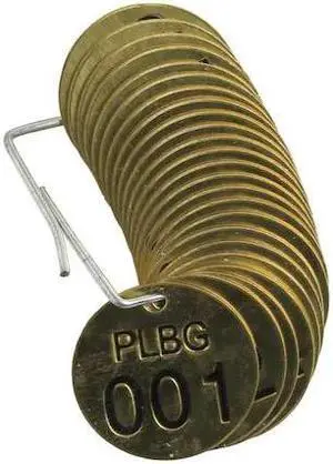 BRADY 23260 Numbered Tag Set,001 to 025,25 Tags, PK25