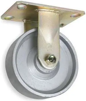 ZORO SELECT 1NVU5 Rgd Plat Castr,Cast Irn,8 in,1750 lb,Gry