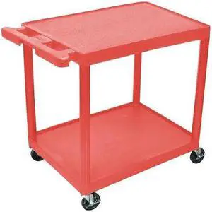 ZORO SELECT RDSTC22RD Utility Cart with Lipped Plastic Shelves, 300 lb Load