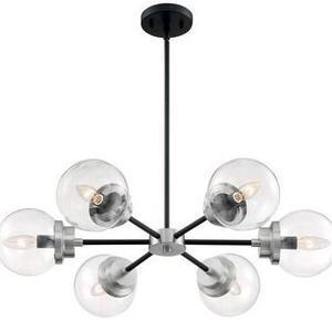 NUVO 60/7136 Fixture, Chandelier, 6-Light, Incandescent, 60W, 120V, B10,