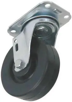 ZORO SELECT 5X730 Swivel Plate Caster,Rubber,5 in.,330 lb.