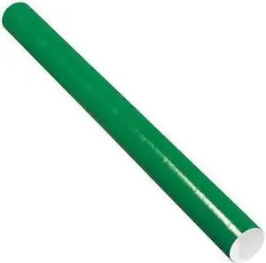 PARTNERS BRAND P3036G Mailing Tubes with Caps, 3" x 36", Green, PK24