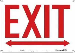 CONDOR 480M05 Exit Sign, English, 14" W, 10" H, Aluminum, White