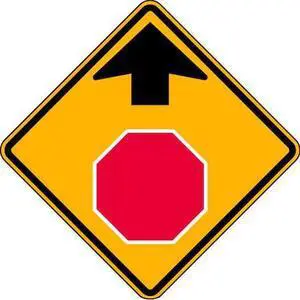 LYLE W3-1-30HA Stop Sign Ahead Pictogram Sign, 30" W, 30" H, No Text, Aluminum