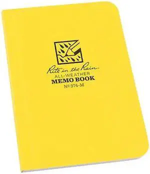RITE IN THE RAIN 374-M All Weather Pocket Memo Book,3-1/2x5 in.