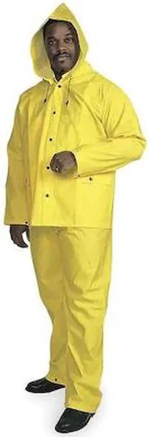 CONDOR 5T911 3 Piece Rainsuit w/Detachable Hood,Yellow,S