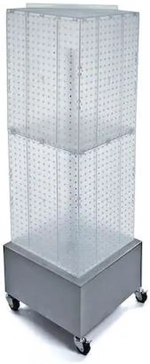 AZAR DISPLAYS 701415-CLR Four-Sided Pegboard Floor Wheeled base Display Panel
