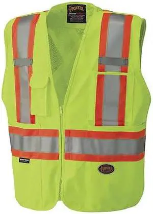 PIONEER V1021260U-S Break Away Zip Vest,Green,Small