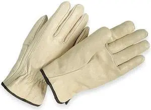 CONDOR 5AJ33 Leather Drivers Gloves, Cowhide, Full Finger, Shirred Slip-On,