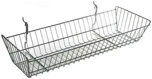 AZAR DISPLAYS 300626 24.25" Wide Slanted Chrome Wire Basket, PK2 AZAR DISPLAYS 300626 24.25" Wide Slanted Chrome Wire Basket, PK2