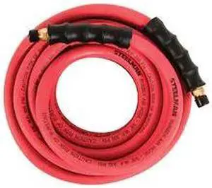 STEELMAN 60394 25-Foot x 3/8" ID Rubber Air Hose with 1/4" NPT Brass Fittings