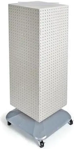 AZAR DISPLAYS 701436-WHT Four-Sided Pegboard Tower Revolving Display Panel Size