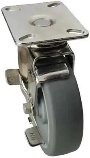 ZORO SELECT 33H663 Swivel NSF-Listed Plate Cstr w/Brke,NSF-Listed Plate Type A