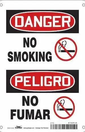 CONDOR 474P36 Safety Sign, 10" H, 7 in W,  Horizontal Rectangle, English,