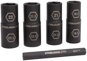 STEELMAN 60443 5-Piece 1/2" Drive 6-Point Thin Wall Impact Flip Socket and