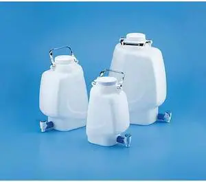 ZORO SELECT 49H044 Rectangular Carboy,Stopcock,2.64 gal. (Formerly Lab Safety