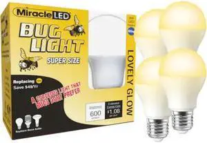 MIRACLE LED 602174 Bug Light Lovely Glow Yellow Amber LED Replace 60W for Porch