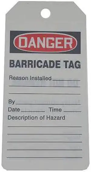ZORO SELECT 43Z238 Danger Tag By The Roll, Lockout Tagout, Cardstock, 6 1/4 in