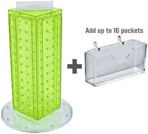 AZAR DISPLAYS 700229-GRE Four-Sided16 Pocket Revolving Pegboard GiftCard Kit