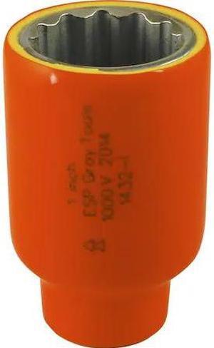 GRAY TOOLS 1432-I Socket 1" X 1/2" Drive, 12 Point Standard Length, 1000V